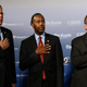 Former Florida Gov. Jeb Bush, Dr. Ben Carson and New Jersey Gov. Chris Christie stand onstage prior to the Voters First Presidential Forum for Republicans at St. Anselm College Aug. 3, 2015, in Manchester, N.H. All three will be participating in the Republican debate Aug. 6, 2015.
Darren McCollester/Getty Images